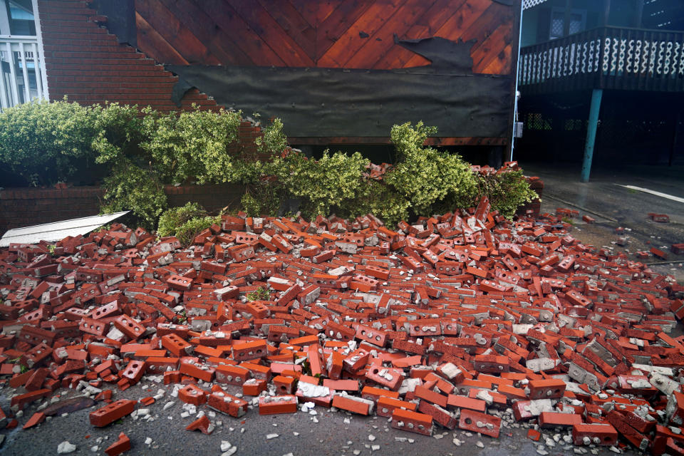 A destroyed wall in Carolina Beach, North Carolina.