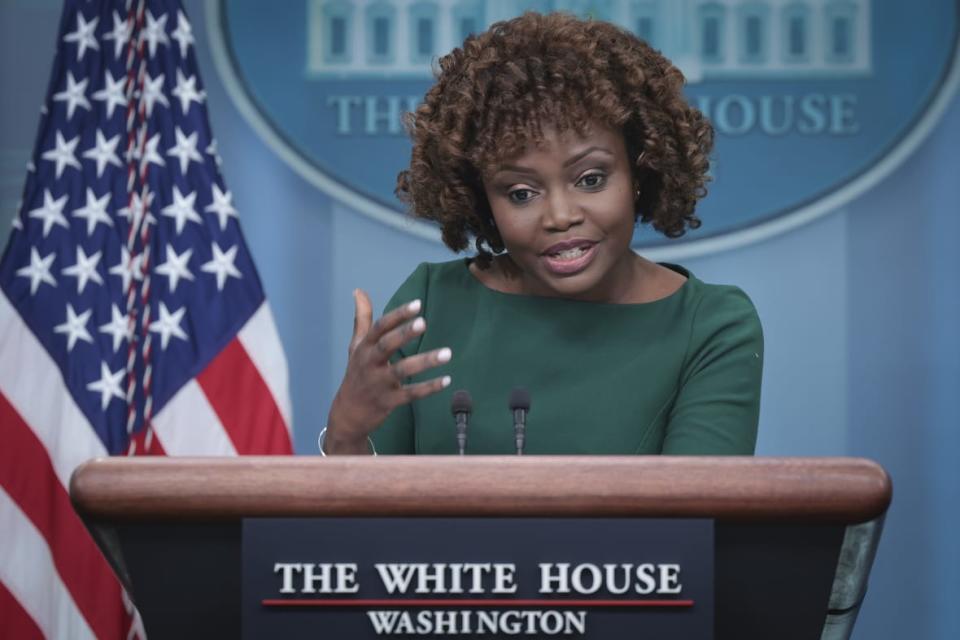 White House press secretary Karine Jean-Pierre answers questions during the daily press briefing at the White House on March 3, 2023, in Washington, D.C. Jean-Pierre answered a range of questions during the briefing. (Photo by Win McNamee/Getty Images)