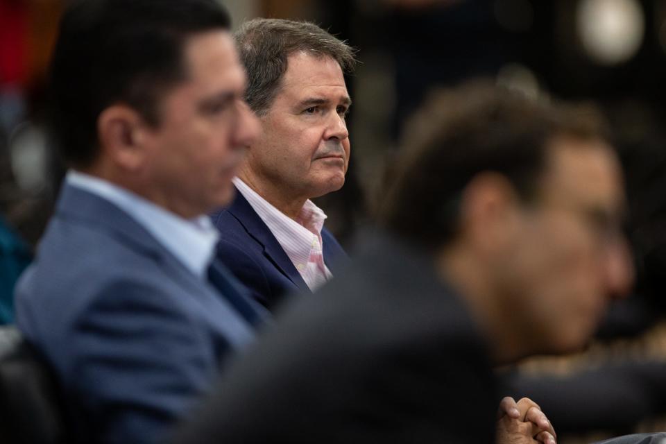 Clark Robertson, Port of Corpus Christi chief operating officer and interim port CEO candidate, listens as the commissioners vote on Tuesday.