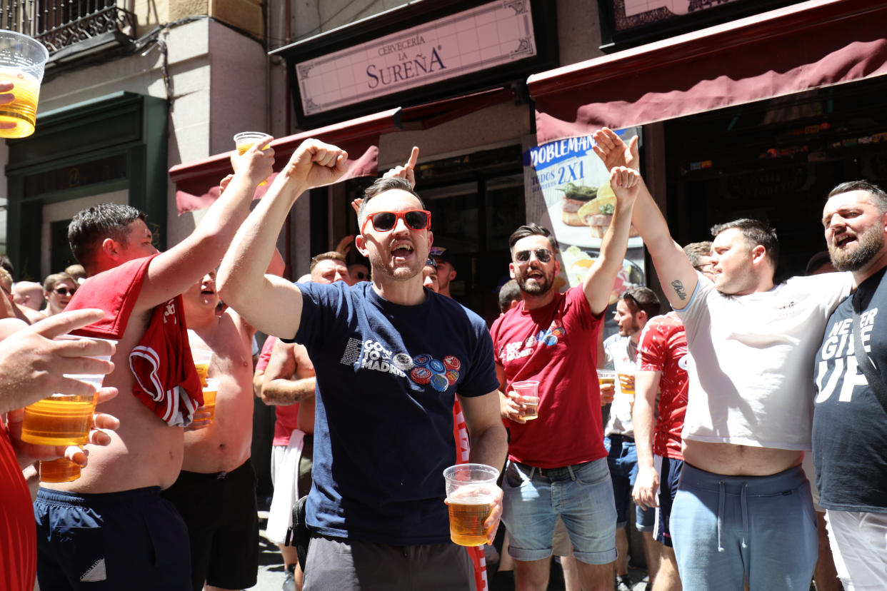 Football fans in Madrid ahead of Liverpool v Spurs in the Champions League Final (Photo by Aaron Chown/PA Images via Getty Images)