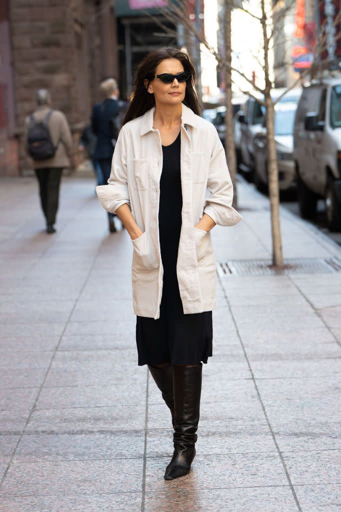 new york, new york february 15 actress katie holmes is seen walking down the street on february 15, 2023 in new york city photo by jared siskingc images