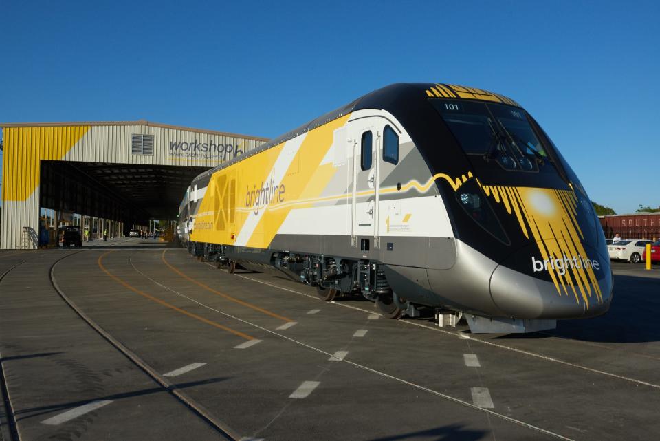 A Brightline train engine.