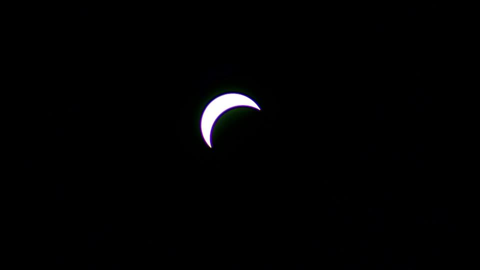 A solar eclipse ahead of totality in Perryville, Arkansas. (April 8, 2024)