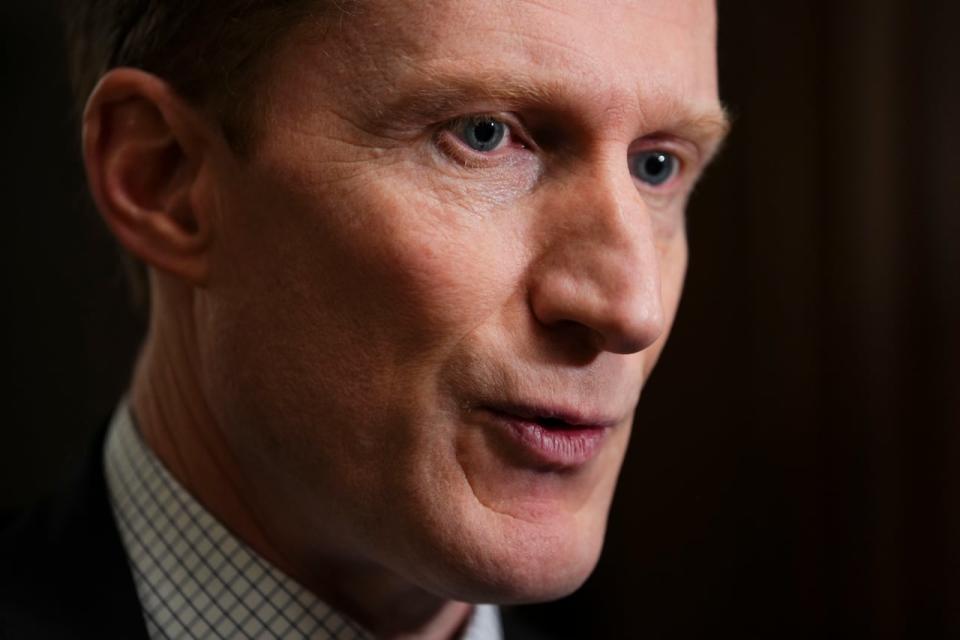 Immigration, Refugees and Citizenship Minister Marc Miller arrives to a cabinet meeting on Parliament Hill in Ottawa on Tuesday, Feb. 27, 2024. His department initially expected to have an ombudsperson's office up and running last fall. 