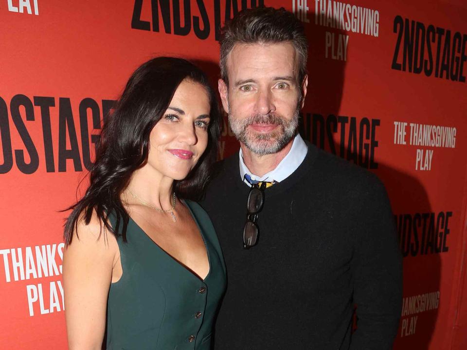 <p>Bruce Glikas/Getty</p> Scott Foley and his wife, Marika Dominczyk, pose at the opening night party for the new Second Stage production of "The Thanksgiving Play" on April 20, 2023.