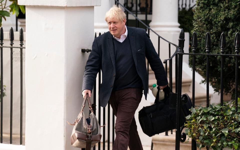 Boris Johnson, the former prime minister, is pictured leaving his London home this morning - Kirsty O'Connor/PA