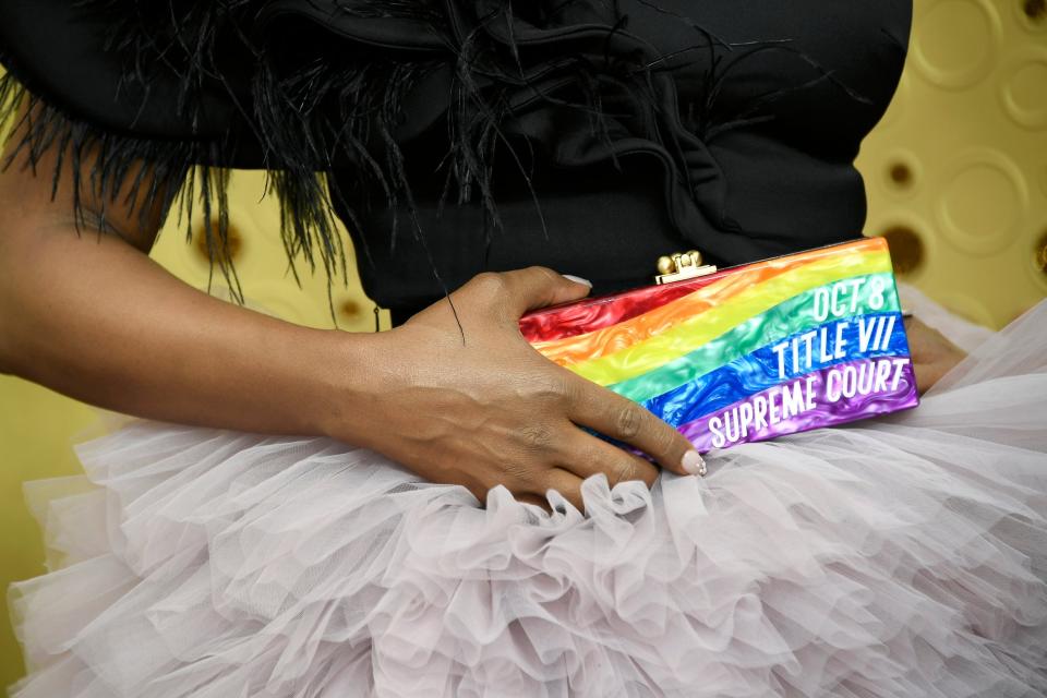 Laverne Cox and her custom-Edie Parker clutch (Getty Images)