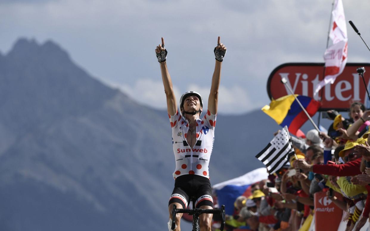 Great Breton: Warren Barguil celebrates winning his second stage at the Tour - AFP