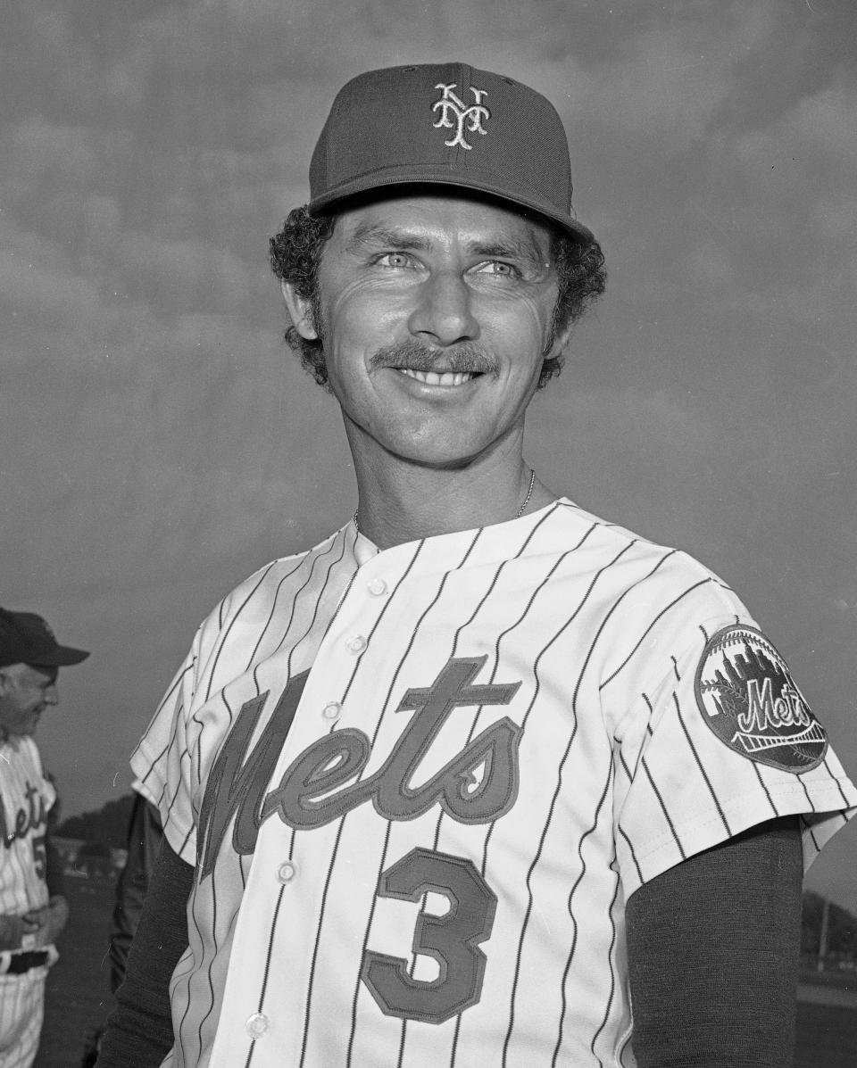 CORRECTS THAT HARRELSON DIED EARLY THURSDAY, JAN. 11, NOT WEDNESDAY NIGHT, JAN. 10, AS ORIGINALLY SENT -FILE - New York Mets infielder Bud Harrelson shown February 1975 in St. Petersburg, Fla. Bud Harrelson, the scrappy and sure-handed shortstop who fought Pete Rose on the field during a playoff game and helped the New York Mets win an astonishing championship, died early Thursday, Jan. 11, 2024. He was 79. The Mets said Thursday morning that Harrelson died at a hospice house in East Northport, New York after a long battle with Alzheimer's.(AP Photo/Harry Harris, File)