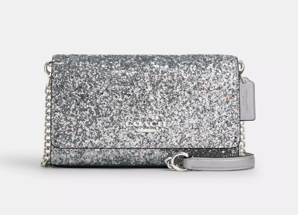 silver sparkly crossbody