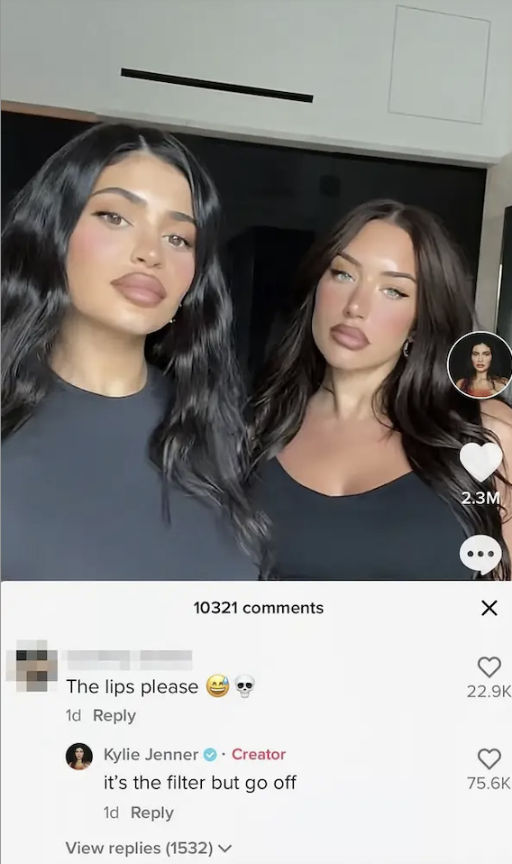 Kylie said the filter was the reason her lips were fuller. Full story here.