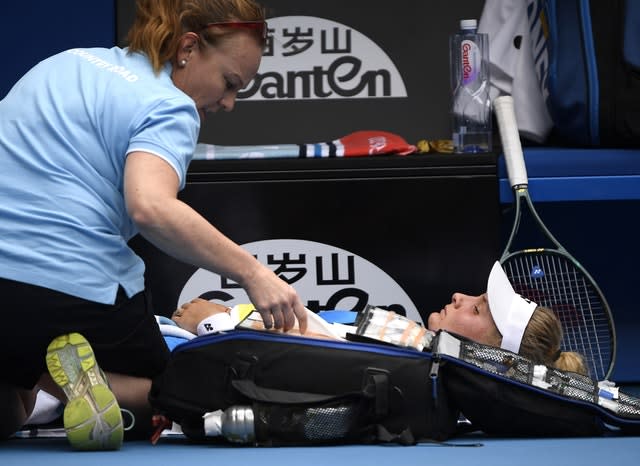 Dayana Yastremska receives a medical time-out