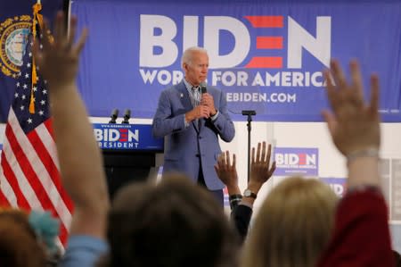 FILE PHOTO: Democratic 2020 U.S. presidential candidate Biden takes questions from the audience in Concord
