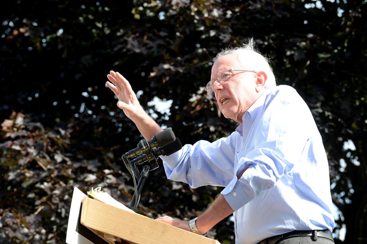 Sen. Bernie Sanders speaks at an organizing event for Hillary Clinton at Lebanon High School on Sept. 5, 2016 in Lebanon, N. H.. (Photo: Darren McCollester/Getty Images)