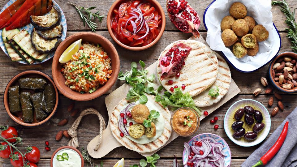 The Mediterranean diet features simple, plant-based cooking, with most meals focused on fruits and veggies, whole grains, beans and seeds, and a few nuts. - los_angela/iStockphoto/Getty Images