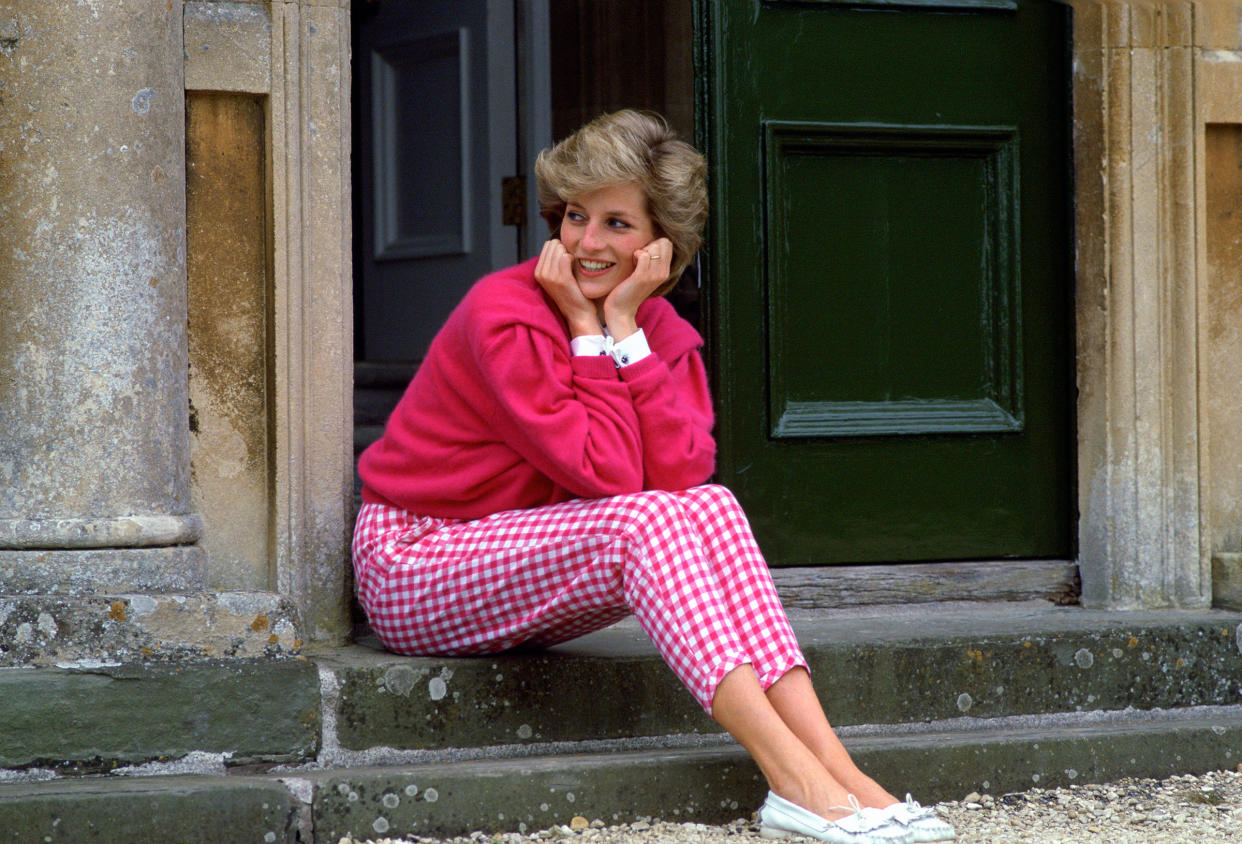 Diana, Princess Of Wales, on the steps outside her country home, Highgrove, on July 18, 1986.