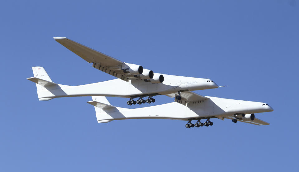 <em>Stratolaunch is the world’s biggest aeroplane by wingspan (Picture: AP/Matt Hartman)</em>