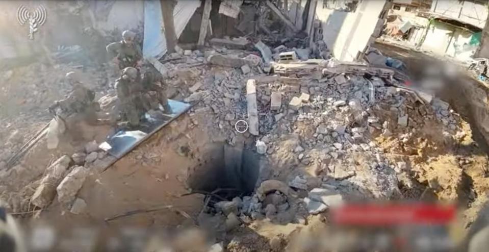 An opening to a tunnel that, according to Israel's military, was used by Palestinian militants under Al Shifa hospital (via REUTERS)