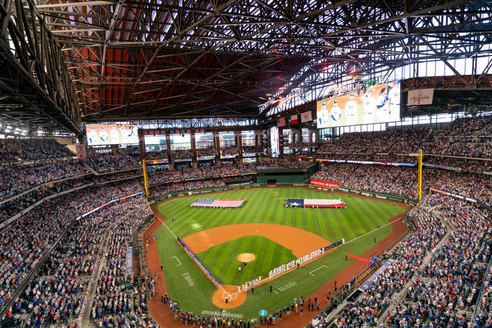 ARLINGTON, TX - MARCH 28: Globe Life Park before opening day of the 2024 season between the Chicago Cubs and the Texas Rangers on March 28, 2024 at Globe Life Field in Arlington, TX. (Photo by Chris Leduc/Icon Sportswire via Getty Images)