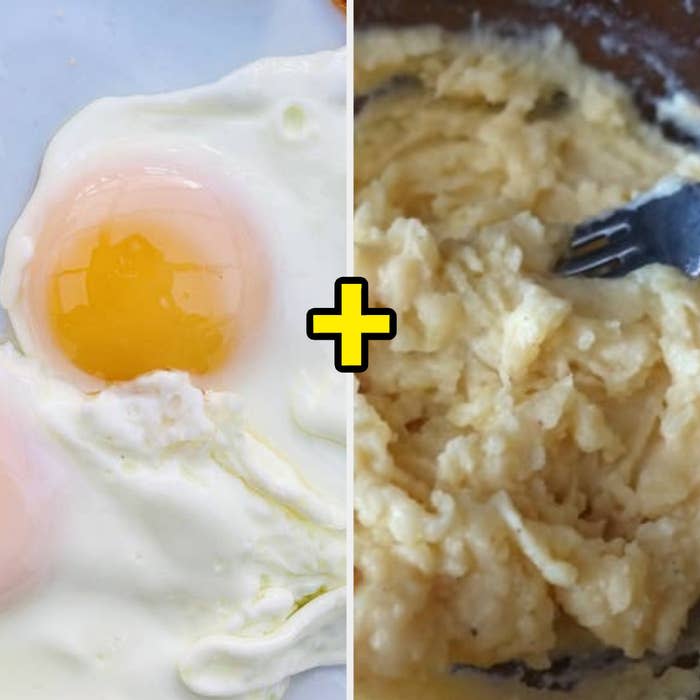 sunny side up egg plus mashed potatoes