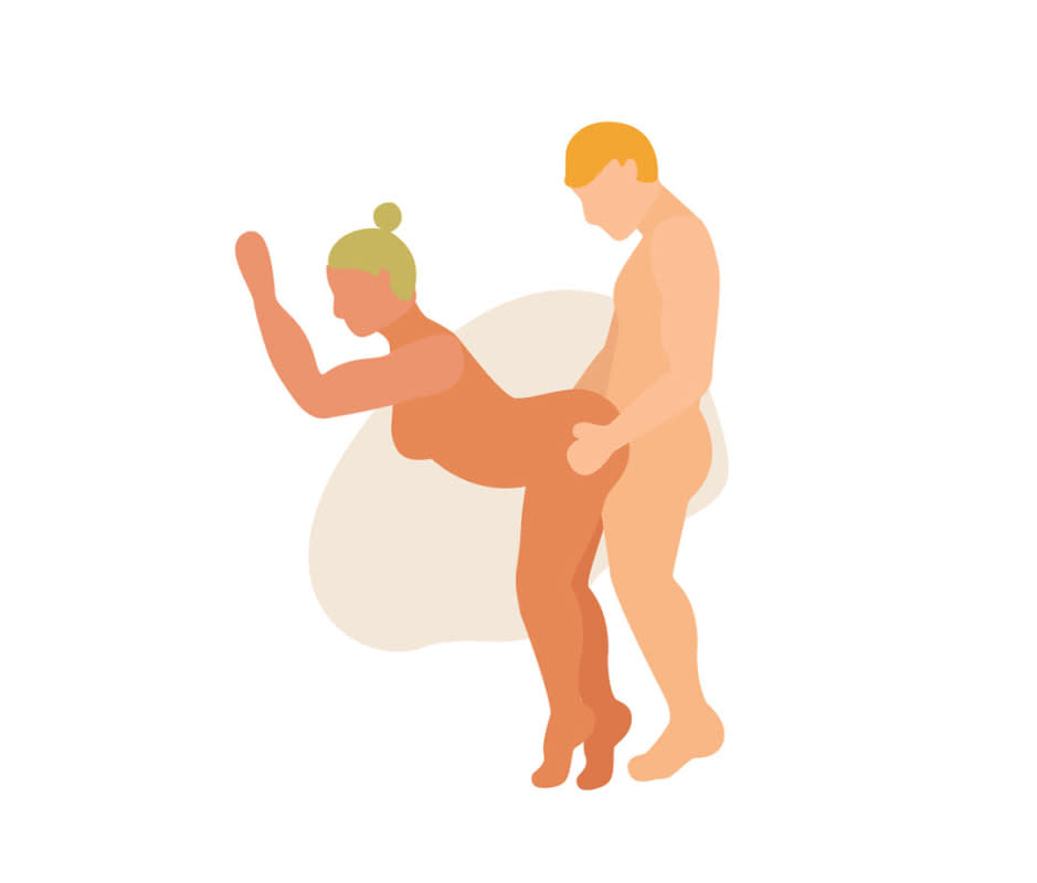 <p>Illustration by Katie Buckleitner</p>How to Do It<p>The vulva-owner stands with feet shoulder-width apart and bends forward at the waist, resting their hands on a table, chair, or other surface for support. The penetrative partner stands behind them and enters from behind, holding onto the receiver's hips or waist for leverage. </p>Why It Works<p>“This position is great for deep penetration, as the angle of entry allows for the penis to reach the G-spot,” explains Amber Shine, ACS, CSE, ACS, certified sex therapist and dating coach. The vulva-owner can adjust the angle of their hips to increase or decrease the level of stimulation on their clitoris, too. “Some couples find this position very intimate, as the receiver can turn their head to look back at their partner and maintain eye contact during intercourse.”</p>Pro Tip<p>The vulva-owner can increase clitoral stimulation by using a vibrator like <a href="https://www.amazon.com/Clitoral-Waterproof-Rechargeable-Stimulator-Masturbation/dp/B082NNSYTS?th=1&linkCode=ll1&tag=mj-best-cockrings-mjeditors-083023-20&linkId=c81d5bf0e22f422982bc94e112895af1&language=en_US&ref_=as_li_ss_tl" rel="nofollow noopener" target="_blank" data-ylk="slk:Tracy's Dog Sucking Clitoral Vibrator;elm:context_link;itc:0;sec:content-canvas" class="link ">Tracy's Dog Sucking Clitoral Vibrator</a> or their hand. You can heat things up by doing this in the bathroom. Use the sink or counter for support and maintain eye contact while looking into the mirror.</p>