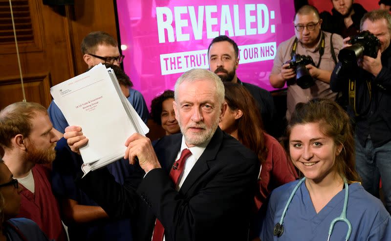 FILE PHOTO: Jeremy Corbyn speaks during a general election campaign event in London