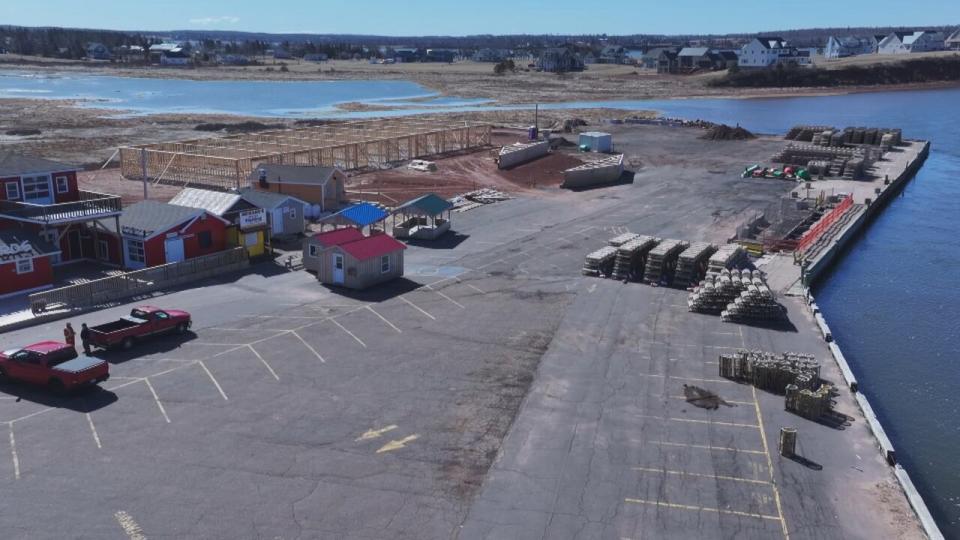 Construction is underway on a new building at the Covehead wharf, to store the lobster traps from the 16 boats in this harbour. It will replace bait sheds destroyed by Fiona, but repairs to the wharf won't begin until after the spring fishing season. 