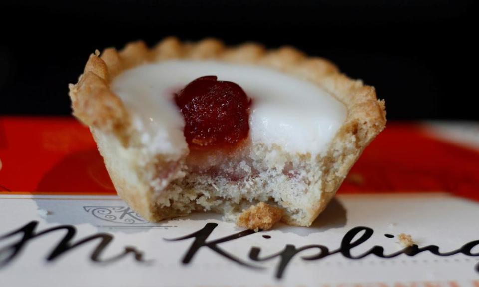 a half-eaten bakewell tart from Mr Kipling