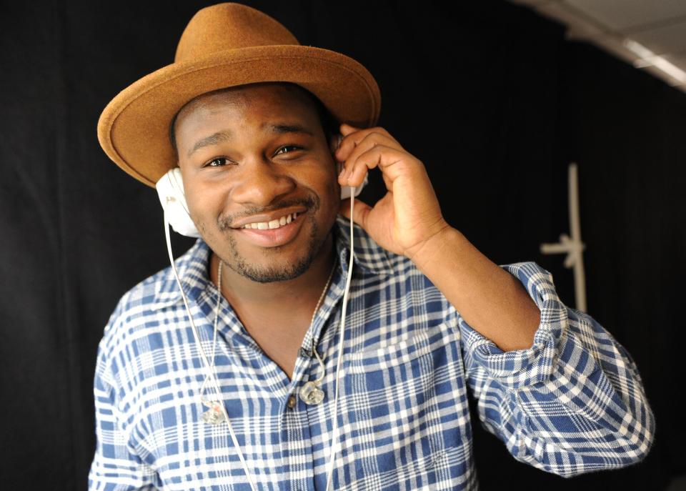 Contestant C.J. Harris is seen backstage before FOX's "American Idol" Season 13 Men Perform Live Show on February 19, 2014 in Hollywood, California.