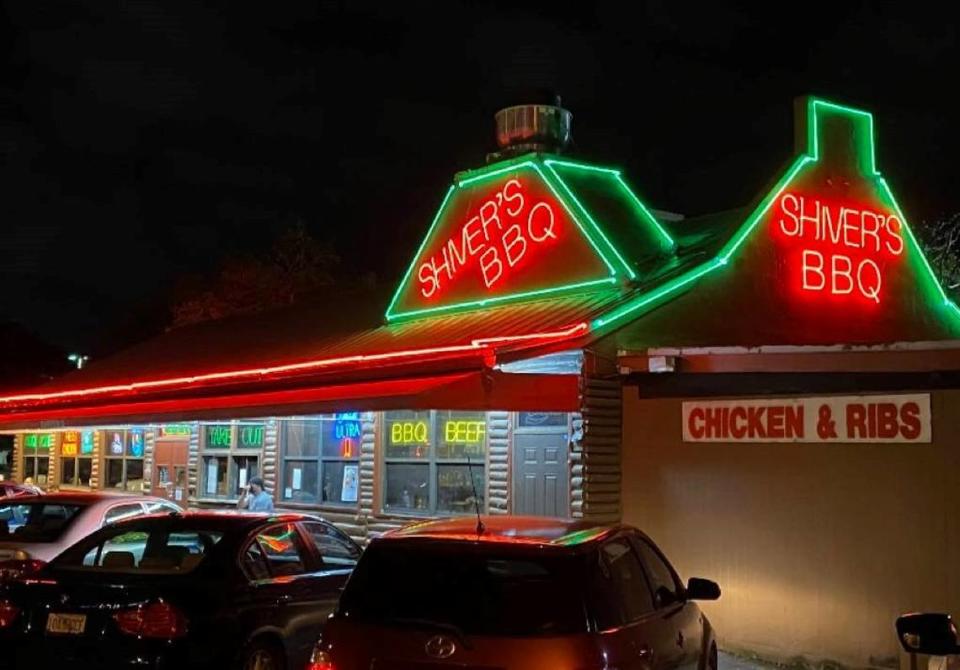 The neon signs at Shiver’s Bar-B-Q on South Dixie Highway in Homestead