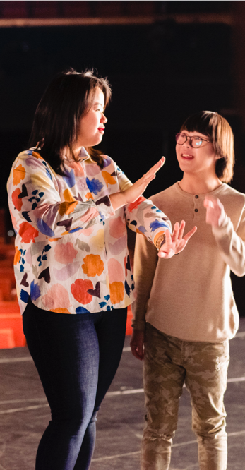 Jean Loo (left), inclusive arts educator, and Timothy Lee, actor-dancer with Down's Syndrome. (PHOTO: SidexSide Photography)