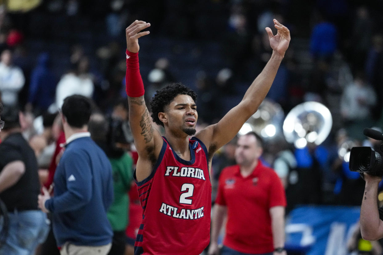 Nicholas Boyd hit a game-winning layup to lift Florida Atlantic past Memphis in the first round of the NCAA tournament on Friday night. (AP/Michael Conroy)
