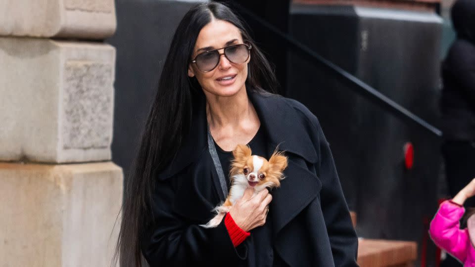 On Monday, Moore was spotted again with her dog, Pilaf, this time in Tribeca. - Gotham/GC Images/Getty Images