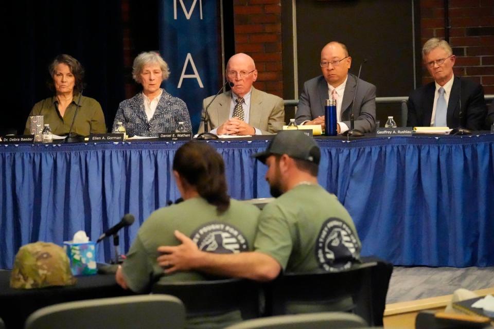 Mr and Ms Herling testifying at the independent commission on Thursday (AP)