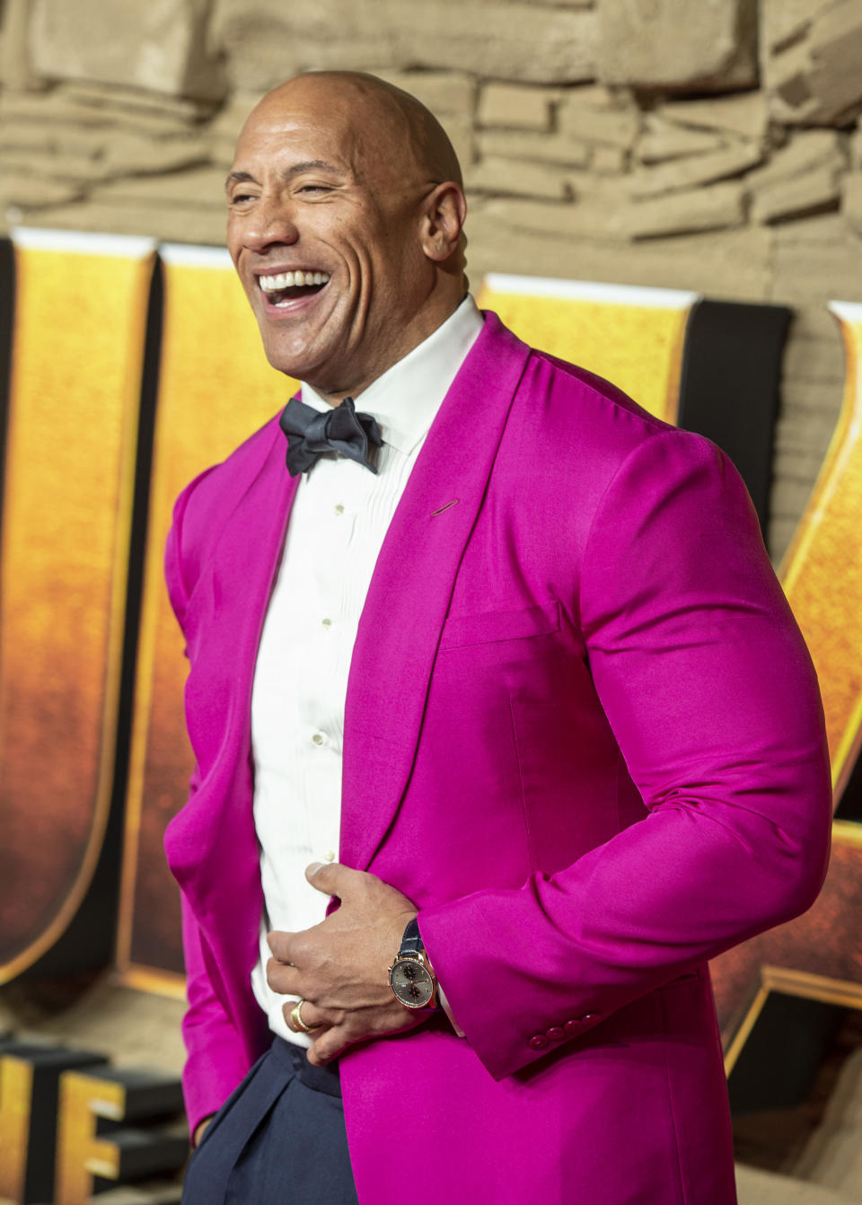 Dwayne Johnson attends the UK Premiere of "Jumanji: The Next Level" at Odeon IMAX Waterloo in London. (Photo by Gary Mitchell / SOPA Images/Sipa USA)