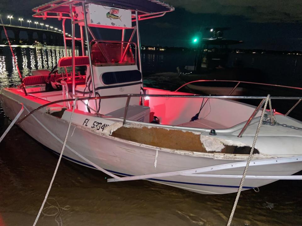 Florida Fish and Wildlife Conservation Commission officials are investigating an Oct. 7, 2022, boat crash in the St. Lucie River. According to officials, this boat collided with a channel marker, ejecting three.