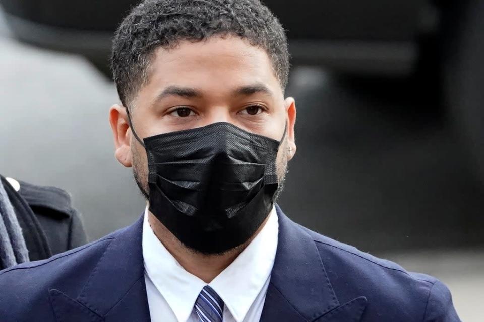 Jussie Smollett arriving at the Leighton Criminal Courthouse for jury selection at his trial in Chicago  (AP)
