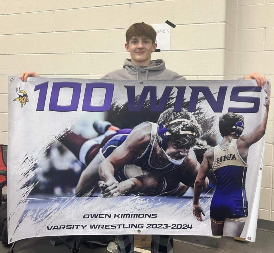 Owen Kimmons earned his 100th career victory for Bronson on Saturday.
