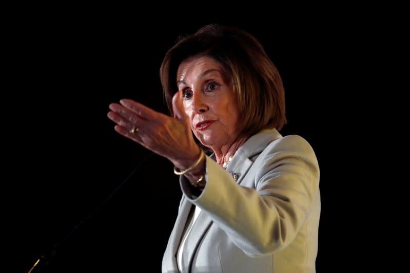 U.S. House Speaker Nancy Pelosi (D-CA) addresses the audience during the Democratic National Committee's (DNC) 2019 Women's Leadership Forum in Washington