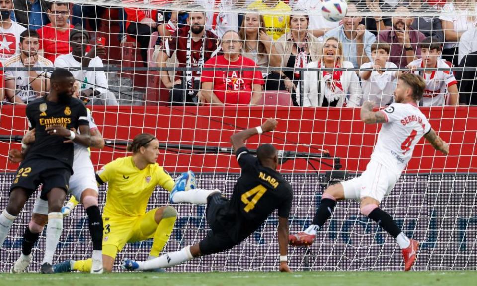 Sergio Ramos clear the ball off his own line