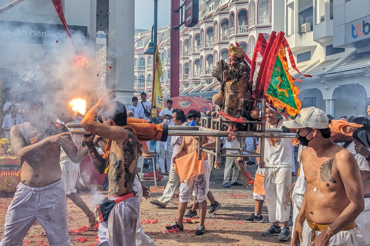 ‘These processions tumble through the island’s streets for nine days every October’  (Lucie Grace)