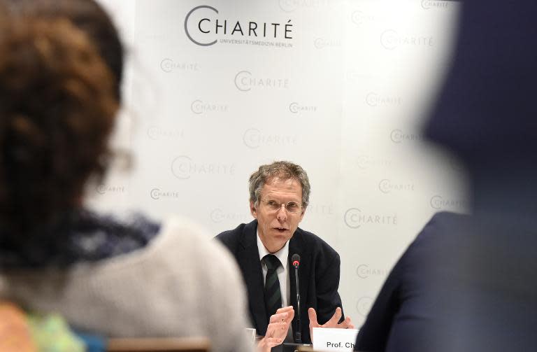 Christoph Buehrer, head of the Charite's neonatal services, attends a press conference on May 27, 2015 in Berlin