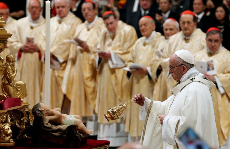 Pope Francis leads the Christmas Eve mass in Saint Peter's Basilica at the Vatican