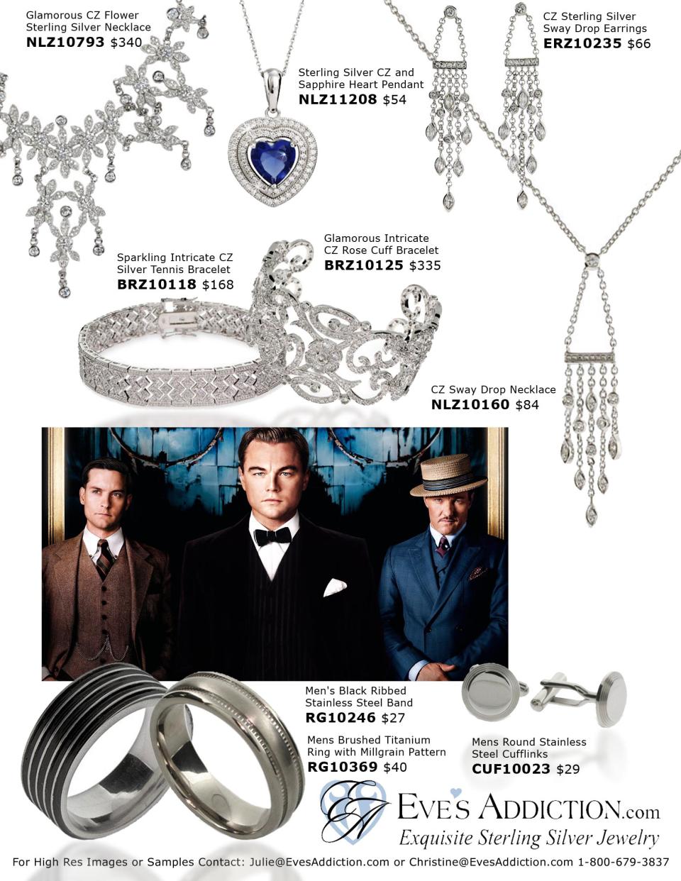This image provided by Eves Addiction, shows jewelery inspired by Baz Luhrmann's big screen adaption of “The Great Gatsby”. The film is shining a spotlight on Roaring Twenties glam fashions, from drop-waist dresses and head scarves to crisp bow ties and spectator shoes. (AP Photo/Eves Addiction)