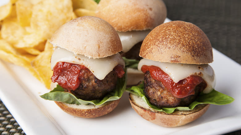 Meatball sliders on plate