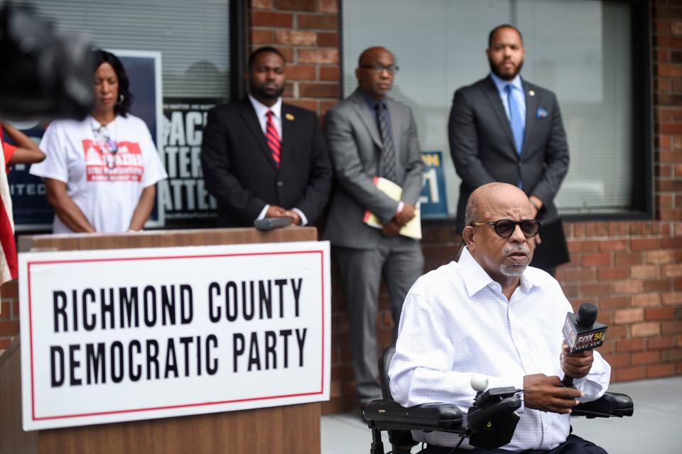 Georgia Rep. Wayne Howard speaks during a Richmond County Democratic Party press conference outside of their office off Broad Street on Monday, June 27, 2022. Representatives discussed the overturn of Roe v. Wade.