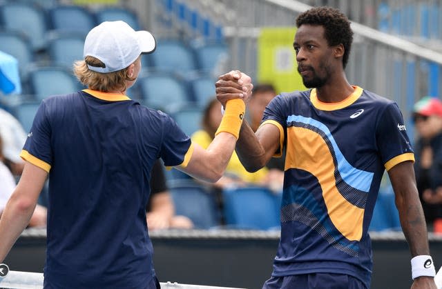 Gael Monfils, right, fell to a five-set defeat to Finland's Emil Ruusuvuori