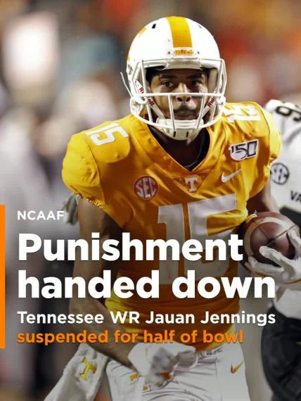 Tennessee WR Jauan Jennings suspended for half of last collegiate game