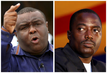 FILE PHOTO: A combination photo shows incumbent president Joseph Kabila (R) and opposition candidate Jean-Pierre Bemba during electoral campaigns in the Democratic Republic of Congo July 2006. REUTERS/Finbarr O'Reilly/File Photo