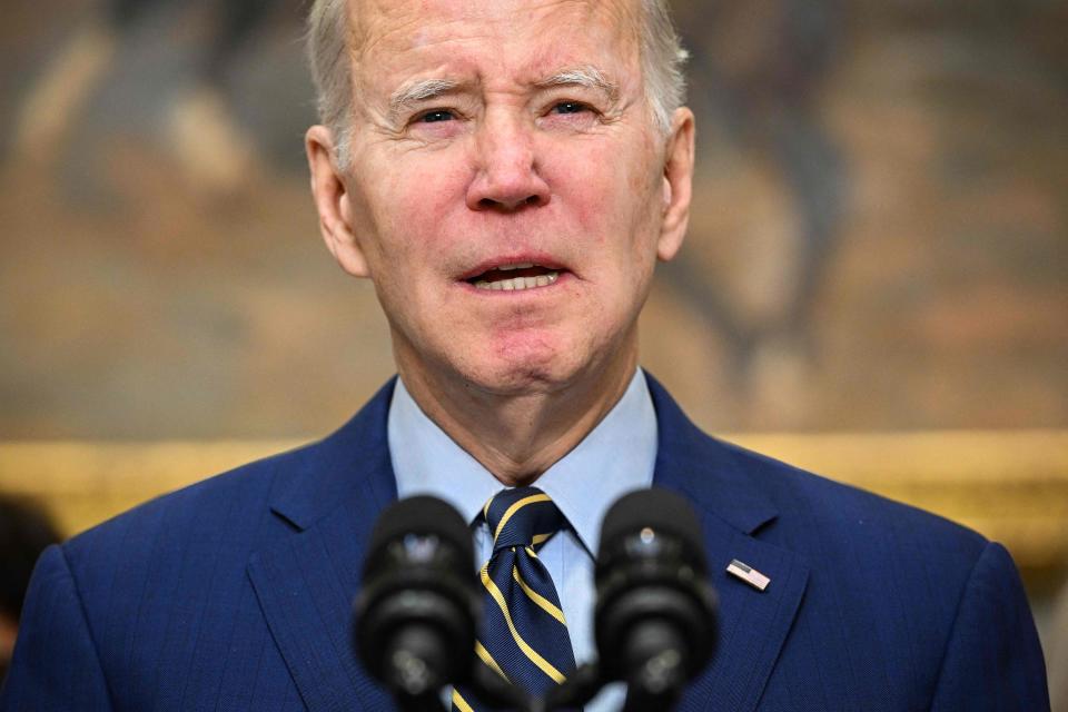 President Joe Biden speaks about the February Jobs Report in the Roosevelt Room of the White House in Washington, DC, on March 10, 2023. The US added 311,000 jobs in February, government data showed Friday, suggesting policymakers have more to do to cool down the world's largest economy.